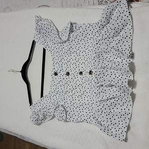 Size medium black heart's white ruffle blouse.